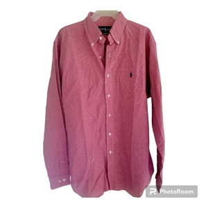 Dress Shirt Ralph Lauren mens gingham check‎ red button down 16